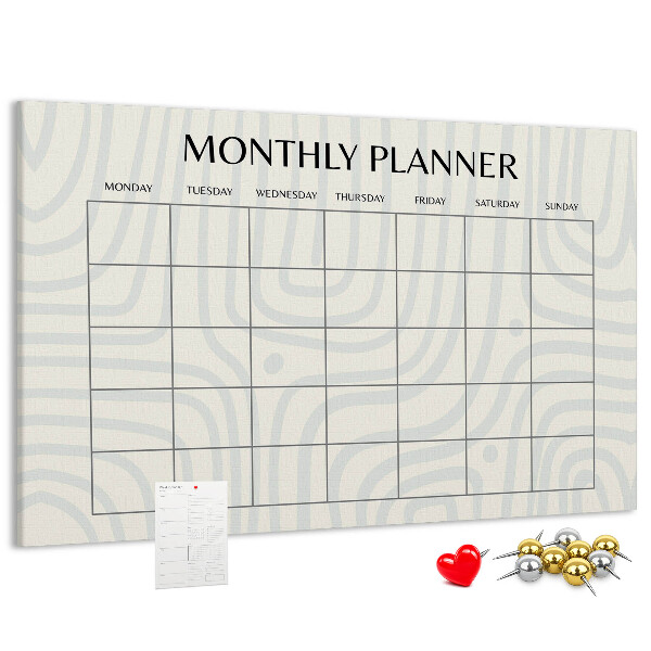 Bacheca in sughero agenda mensile dal design minimalista