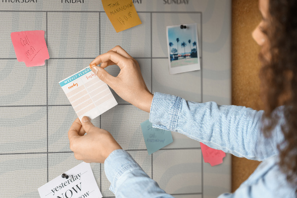 Bacheca in sughero agenda mensile dal design minimalista