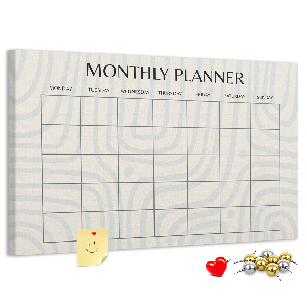 Bacheca in sughero agenda mensile dal design minimalista