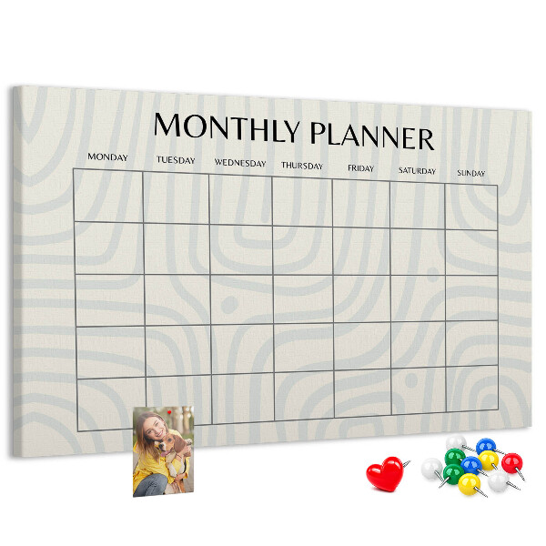 Bacheca in sughero agenda mensile dal design minimalista