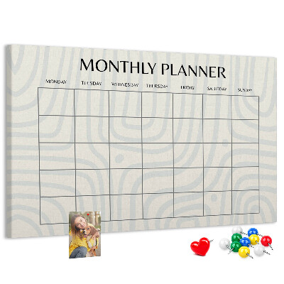 Bacheca in sughero agenda mensile dal design minimalista