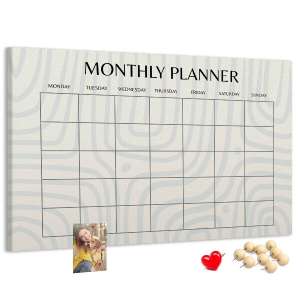 Bacheca in sughero agenda mensile dal design minimalista