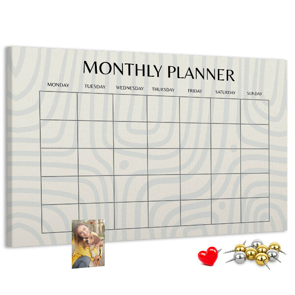 Bacheca in sughero agenda mensile dal design minimalista