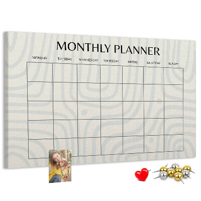 Bacheca in sughero agenda mensile dal design minimalista