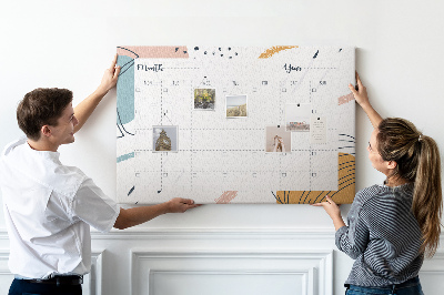 Bacheca in sughero calendario colorato con motivi astratti