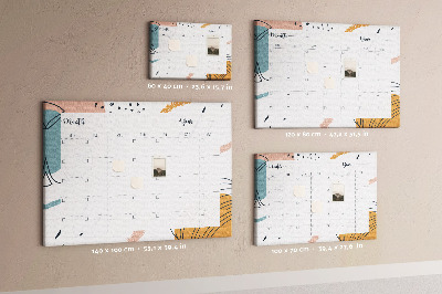 Bacheca in sughero calendario colorato con motivi astratti