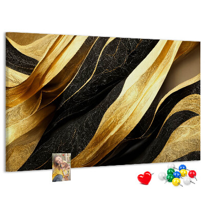 Lavagna di sughero con motivo a onde color oro e nero