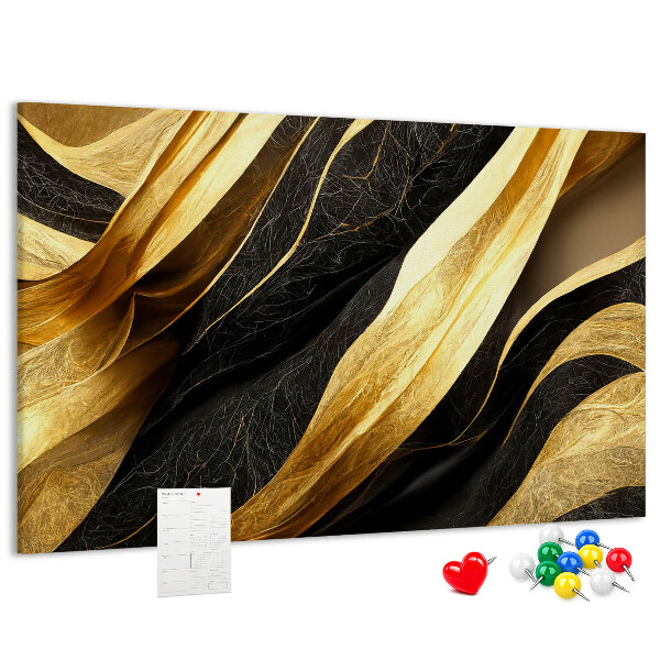 Lavagna di sughero con motivo a onde color oro e nero