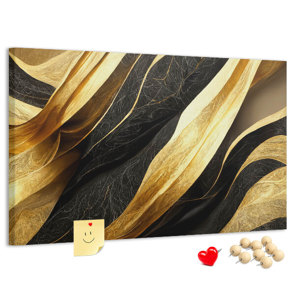 Lavagna di sughero con motivo a onde color oro e nero