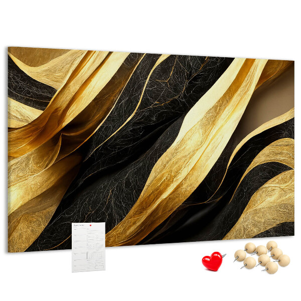 Lavagna di sughero con motivo a onde color oro e nero