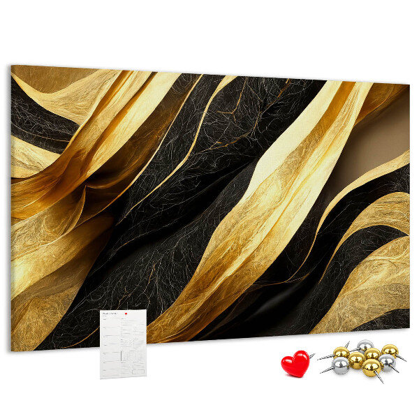 Lavagna di sughero con motivo a onde color oro e nero