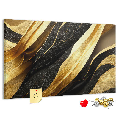Lavagna di sughero con motivo a onde color oro e nero