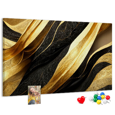 Lavagna di sughero con motivo a onde color oro e nero