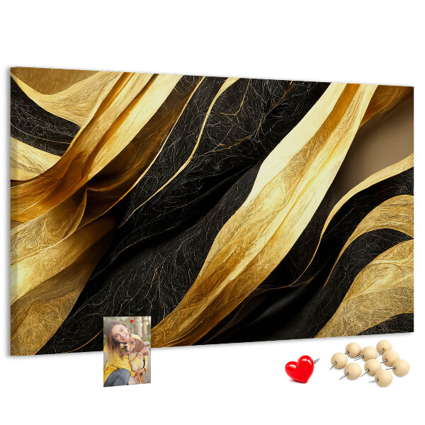 Lavagna di sughero con motivo a onde color oro e nero
