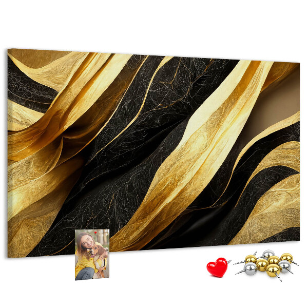 Lavagna di sughero con motivo a onde color oro e nero