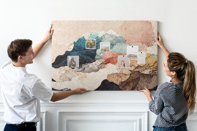 Bacheca in sughero con stampa di schizzi astratti di forme ondulate e colorate