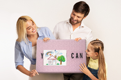 Lavagna di sughero con stampa a tema pensiero positivo e motivazione