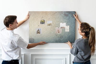 Bacheca in sughero con stampa di mappa antica e macchie decorative