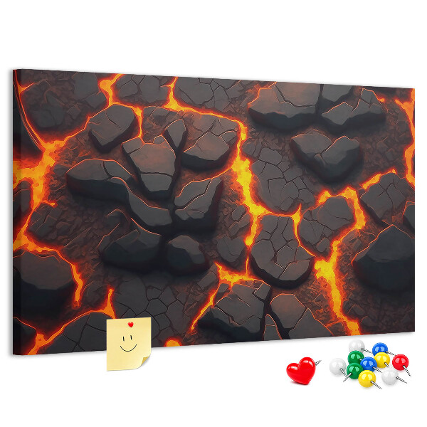 Lavagna di sughero con stampa roccia vulcanica e lava fluida