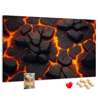 Lavagna di sughero con stampa roccia vulcanica e lava fluida