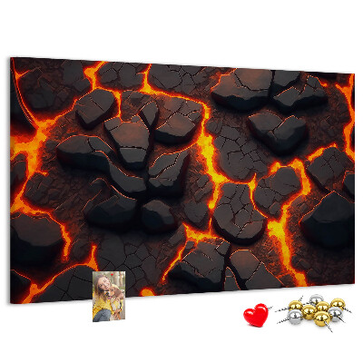Lavagna di sughero con stampa roccia vulcanica e lava fluida