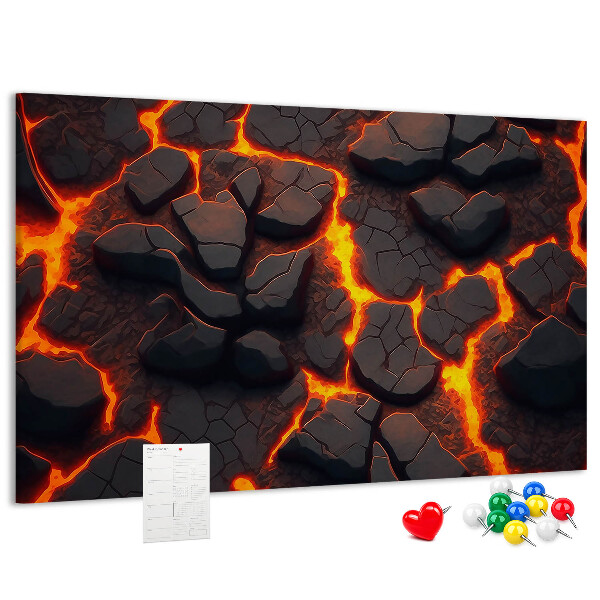 Lavagna di sughero con stampa roccia vulcanica e lava fluida