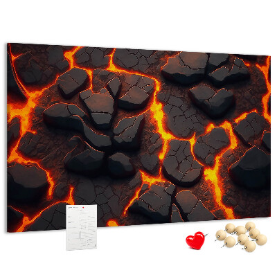 Lavagna di sughero con stampa roccia vulcanica e lava fluida