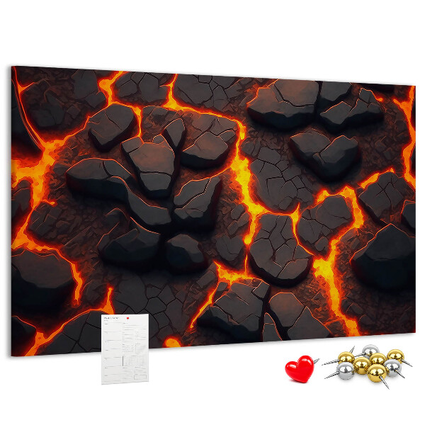 Lavagna di sughero con stampa roccia vulcanica e lava fluida