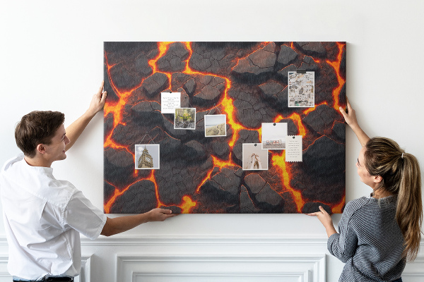 Lavagna di sughero con stampa roccia vulcanica e lava fluida