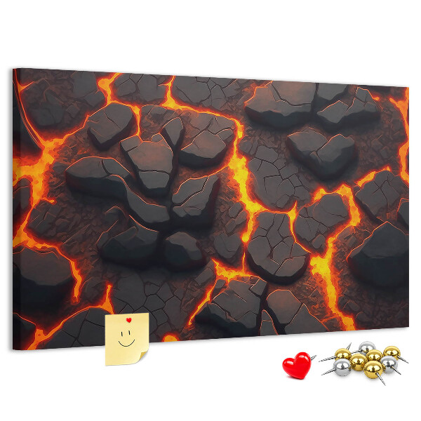 Lavagna di sughero con stampa roccia vulcanica e lava fluida