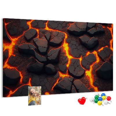 Lavagna di sughero con stampa roccia vulcanica e lava fluida