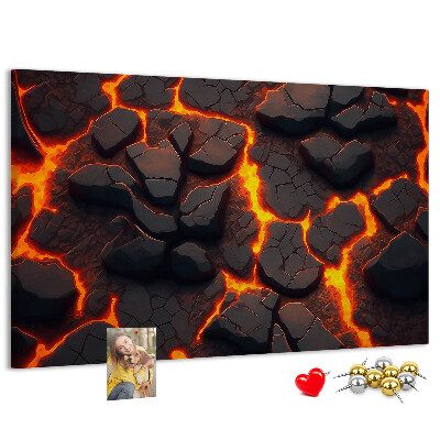 Lavagna di sughero con stampa roccia vulcanica e lava fluida