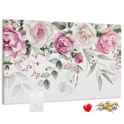 Lavagna di sughero con motivo floreale in delicate tonalità di rosa