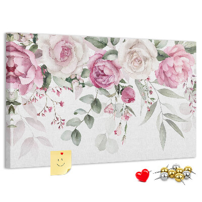 Lavagna di sughero con motivo floreale in delicate tonalità di rosa