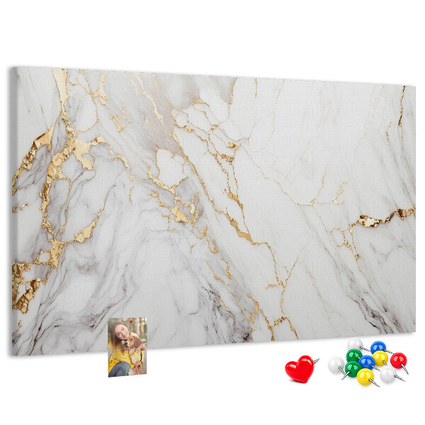 Bacheca in sughero con elegante motivo in marmo e venature dorate