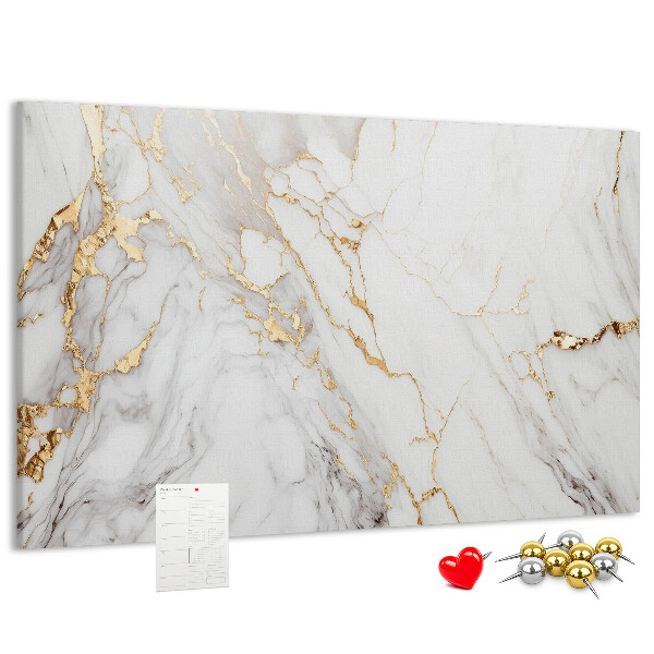 Bacheca in sughero con elegante motivo in marmo e venature dorate