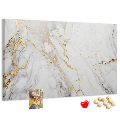 Bacheca in sughero con elegante motivo in marmo e venature dorate