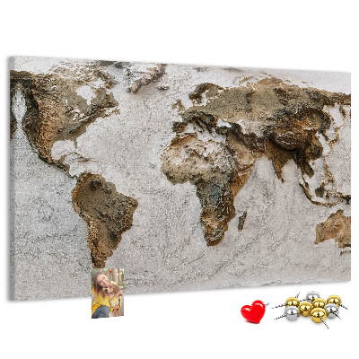 Bacheca in sughero mappa del mondo in diverse tonalità di marrone