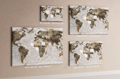 Bacheca in sughero mappa del mondo in diverse tonalità di marrone