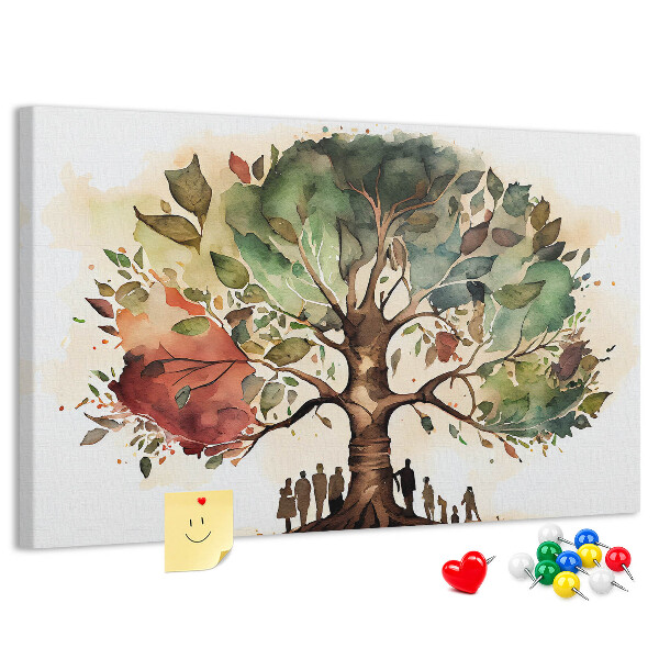 Bacheca in sughero con stampa L'albero della vita e persone all'ombra