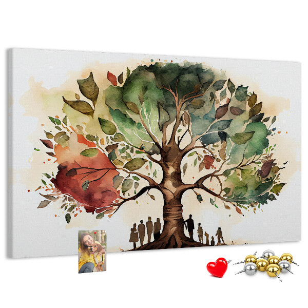 Bacheca in sughero con stampa L'albero della vita e persone all'ombra