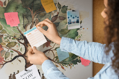 Bacheca in sughero con stampa L'albero della vita e persone all'ombra