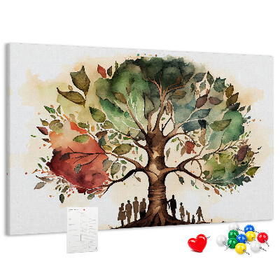 Bacheca in sughero con stampa L'albero della vita e persone all'ombra
