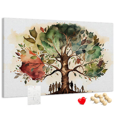 Bacheca in sughero con stampa L'albero della vita e persone all'ombra