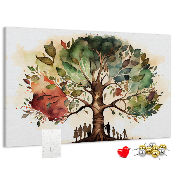 Bacheca in sughero con stampa L'albero della vita e persone all'ombra
