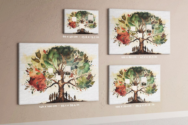Bacheca in sughero con stampa L'albero della vita e persone all'ombra
