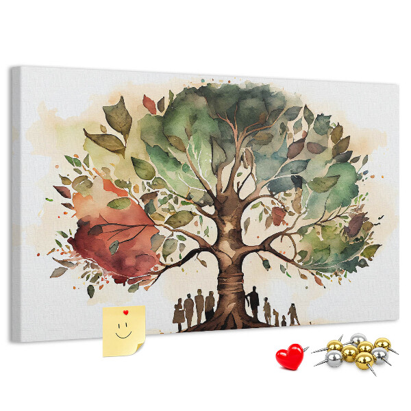 Bacheca in sughero con stampa L'albero della vita e persone all'ombra