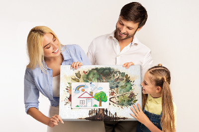 Bacheca in sughero con stampa L'albero della vita e persone all'ombra