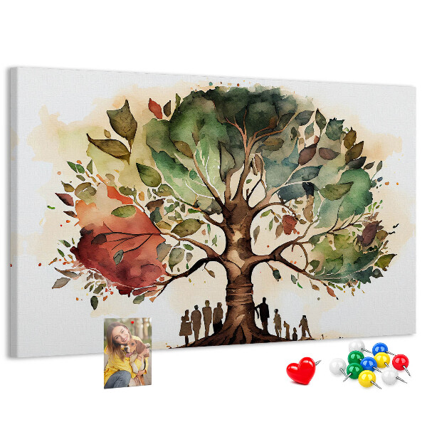 Bacheca in sughero con stampa L'albero della vita e persone all'ombra