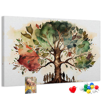 Bacheca in sughero con stampa L'albero della vita e persone all'ombra
